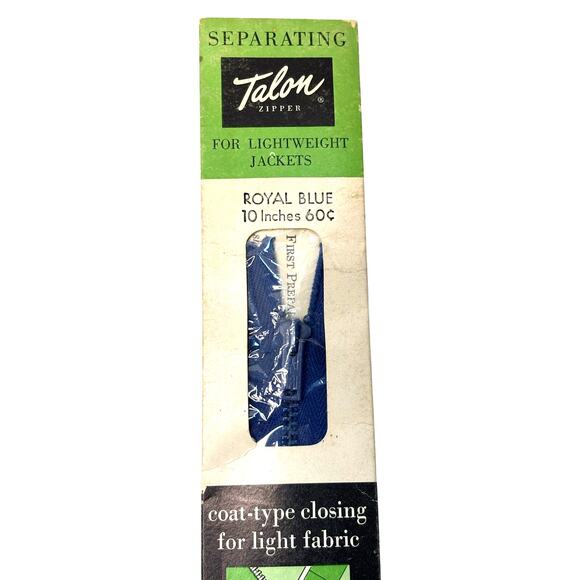 Vintage Talon Zipper Separating Lightweight Jackets 10 inch Royal Blue NOS - Picture 1 of 4